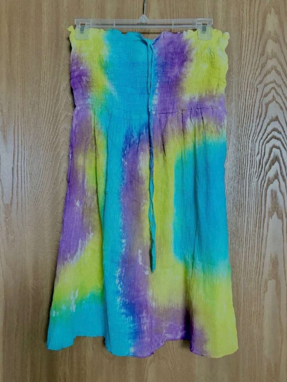 100% Cotton Strapless Hippie Tie Dye Mini Dress Size M Festival Flowy Bohemian